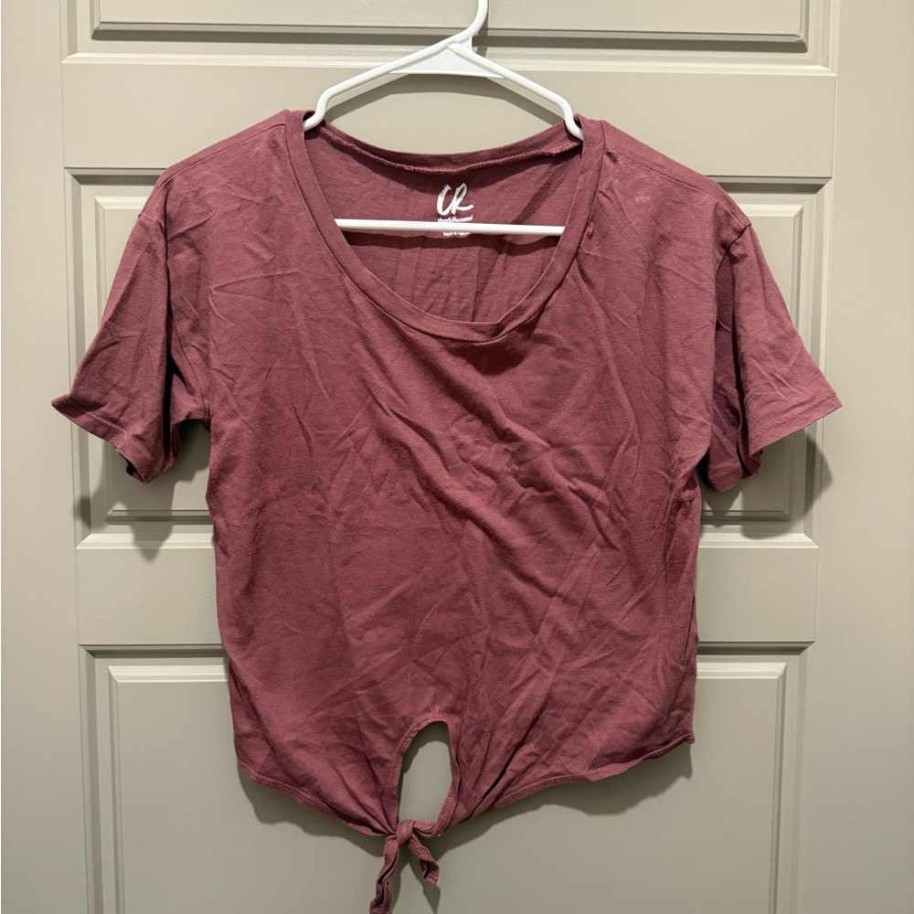 Charlotte Russe Dusty Rose Tie-Front Crop Top